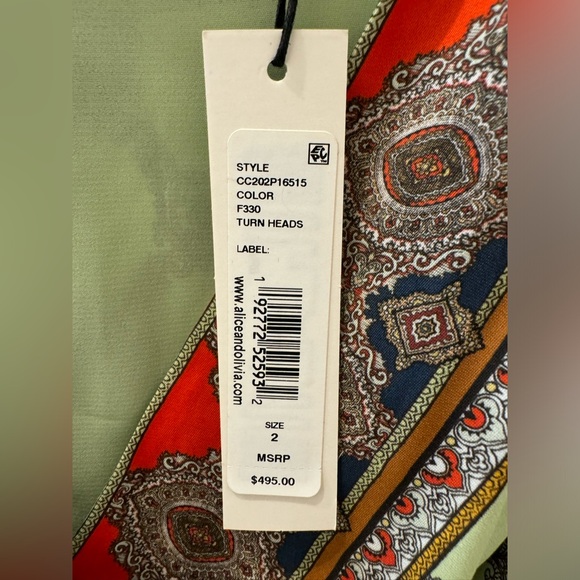 ALICE + OLIVIA Haveri Handkerchief Kimono Mini Dress Tie Sash Belt Size 2 NWT - Picture 4 of 10